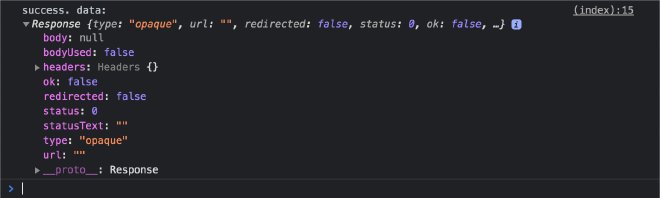 A screenshot of the chrome devtool with CORS response.
