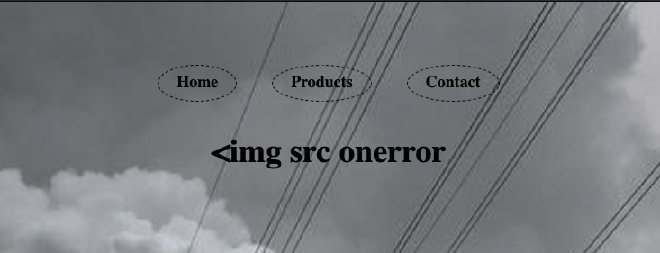 A screenshot of an incomplete xss. Text shows: '<img src onerror'