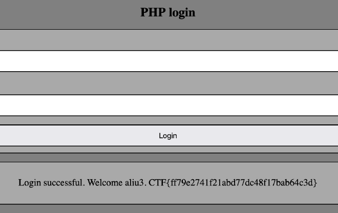 A screenshot of the under-construction challenge with the flag after login.